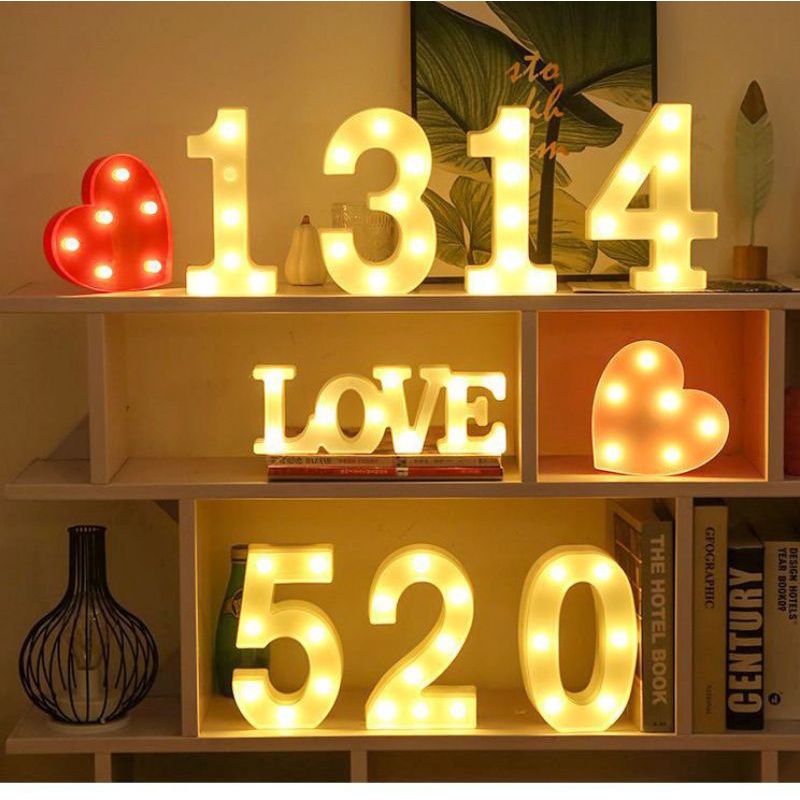 Đèn led số 3D size lớn 22cm Kem Shop trang trí sinh nhật, cầu hôn, đám cưới - Kem Shop K48