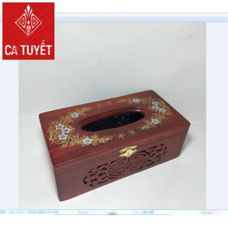 HỘP ĐỰNG GIẤY ĂN BẰNG GỖ HƯƠNG HOA VĂN PHONG THỦY LOẠI ĐẸP - ẢNH THẬT