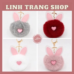 Móc Khoá Hình Thỏ Bông , Móc Khoá Keychain Hình Thỏ Bông Dễ Thương