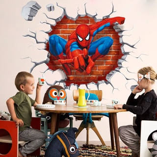 G13 Marvel The Avengers Siêu Anh Hùng Người Nhện 3D Giấy Dán Tường Ba Chiều Miếng Dán Trẻ Em Phòng Ngủ Phòng Khách Trang Trí Một Phần