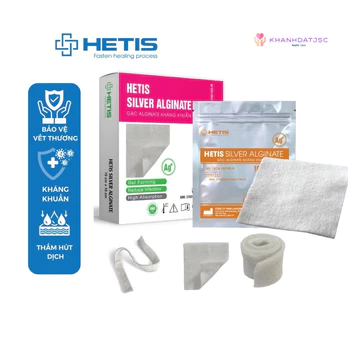 Băng gạc vô trùng HETIS Silver Alginate kháng khuẩn thấm hút dịch liền vết thương
