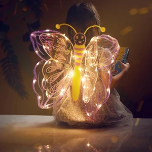 OXXGGKAO Cho Trẻ Em Bé Gái LED Công Chúa Ma Thuật Cánh Trang Phục Cho w Dây Đèn Cosplay Trường Khiêu Vũ fo