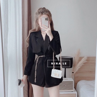 Siêu phẩm vest Áo khoác Blazer nữ cổ vest kèm dây xích siêu ngầu