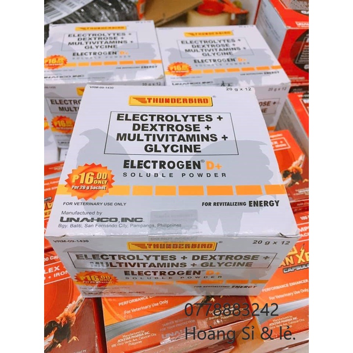 Thuốc Electrogen D+ bổ sung vitamin, chất điện giải cho gà đá (1 gói ...