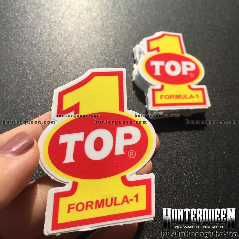 Logo Top 1 Formula Oil đẳng cấp [4.4x6cm]. Decal sticker hình dán chống nước, không bay màu
