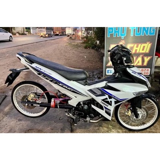 Tem trùm Exciter 150 yamaha trắng đen viền xanh - Độ dán team trùm decal xe máy - Team trùm ex decal rẻ đẹp và chất  trắ