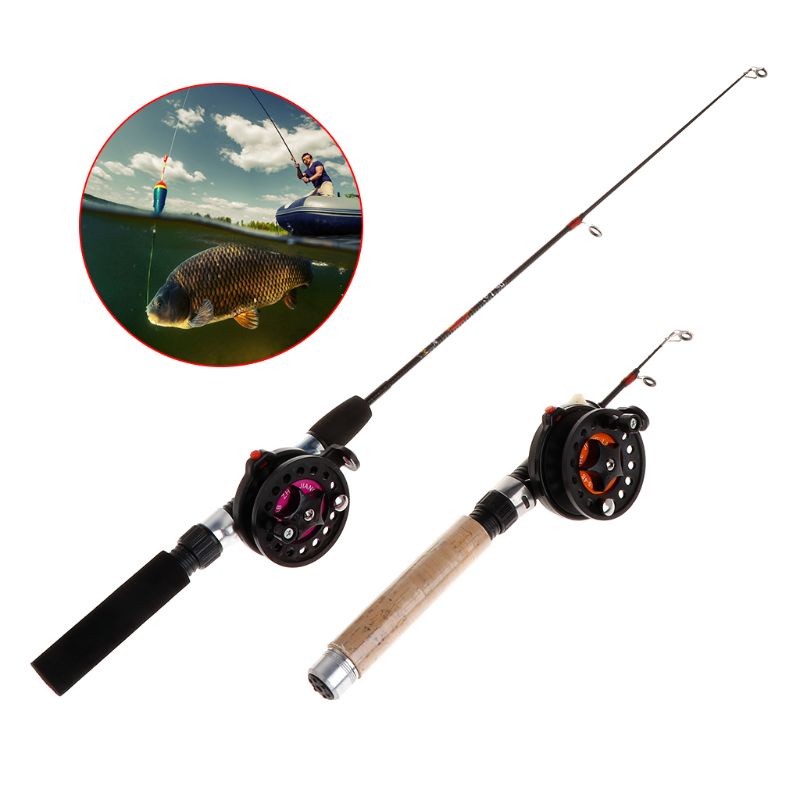 1 Set Fishing Rod With Fishing Reel Ultra Short Portable Mini Winter Outdoor Ice