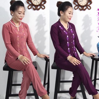 Thun Bà Lai #  Đồ Bộ Nữ# Quần Áo Nữ Jacket Top Kem Dress Women # Đồ Lam Đi Chùa