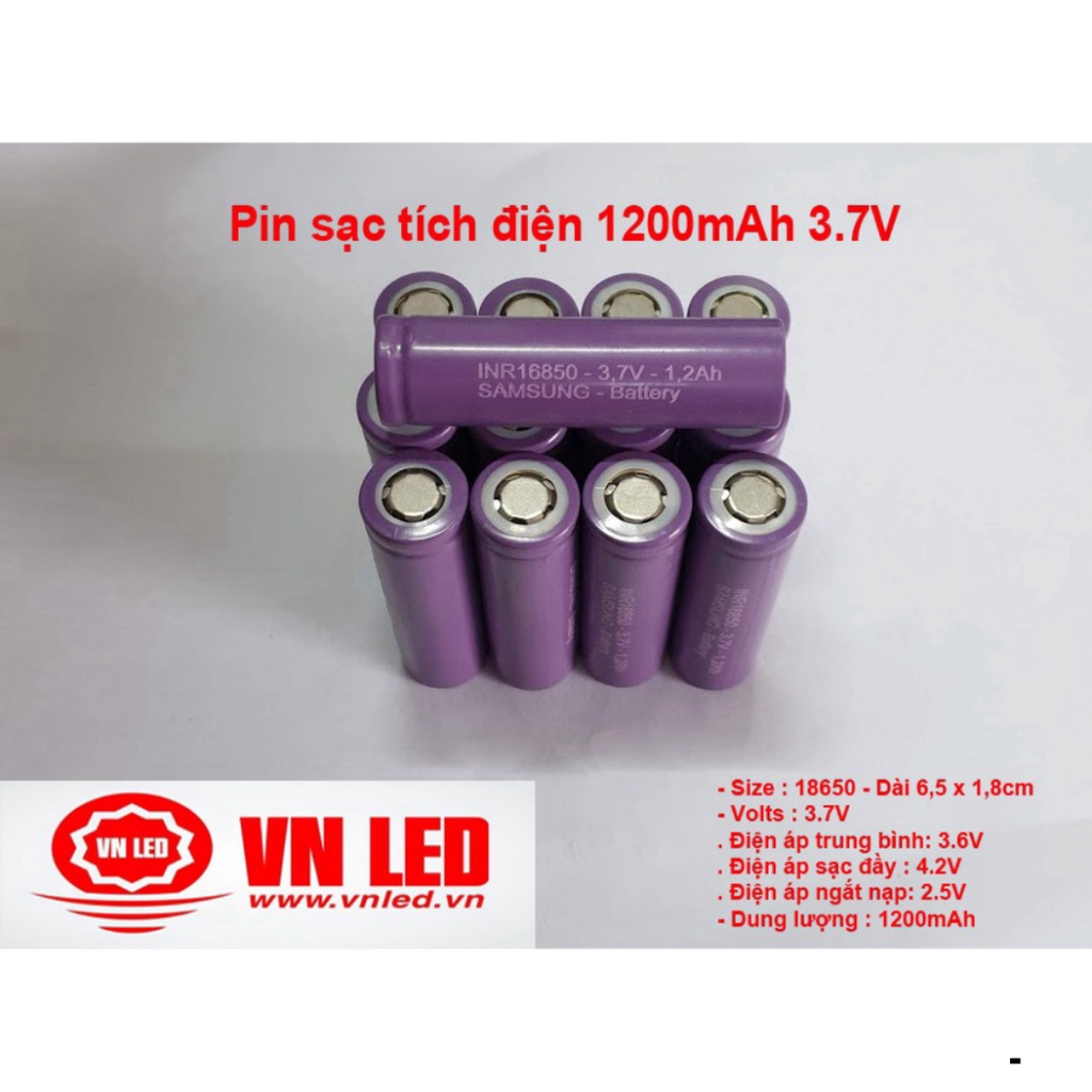 Pin sạc tích điện 3.7V, 1200mAh Cell pin INR18650 Li-Ion, pin sạc dự ...