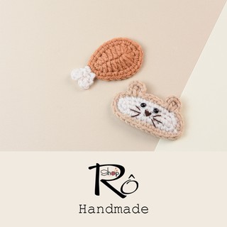 Kẹp tóc đùi gà cay độc lạ cho nữ và bé gái 5.5cm |Cặp tóc mái bằng len xinh xắn |Shop Rô Handmade