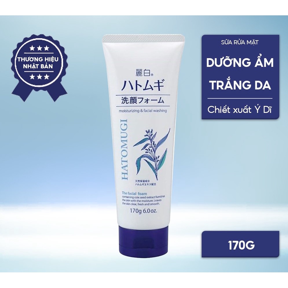 Ảnh Sữa Rửa Mặt Dưỡng Ẩm, Ngừa Mụn, Sáng Da Chiết Xuất Ý Dĩ Nhật Bản Hatomugi Moisturizing & Facial Foam 130g 1