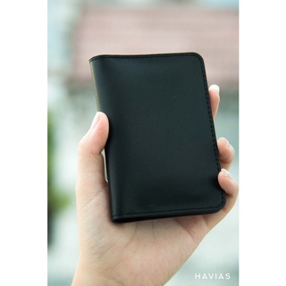 Ví Da HAVIAS Da Bò Nappa thật 100% dáng đứng gập đôi ví da nam nữ dáng đứng mini thời trang SATONI
