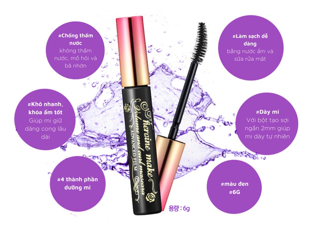 Mô tả Mascara màng film nâng cong dày mi Kissme Heroine Make Curl Waterproof Mascara Advanced Film 6G - 2