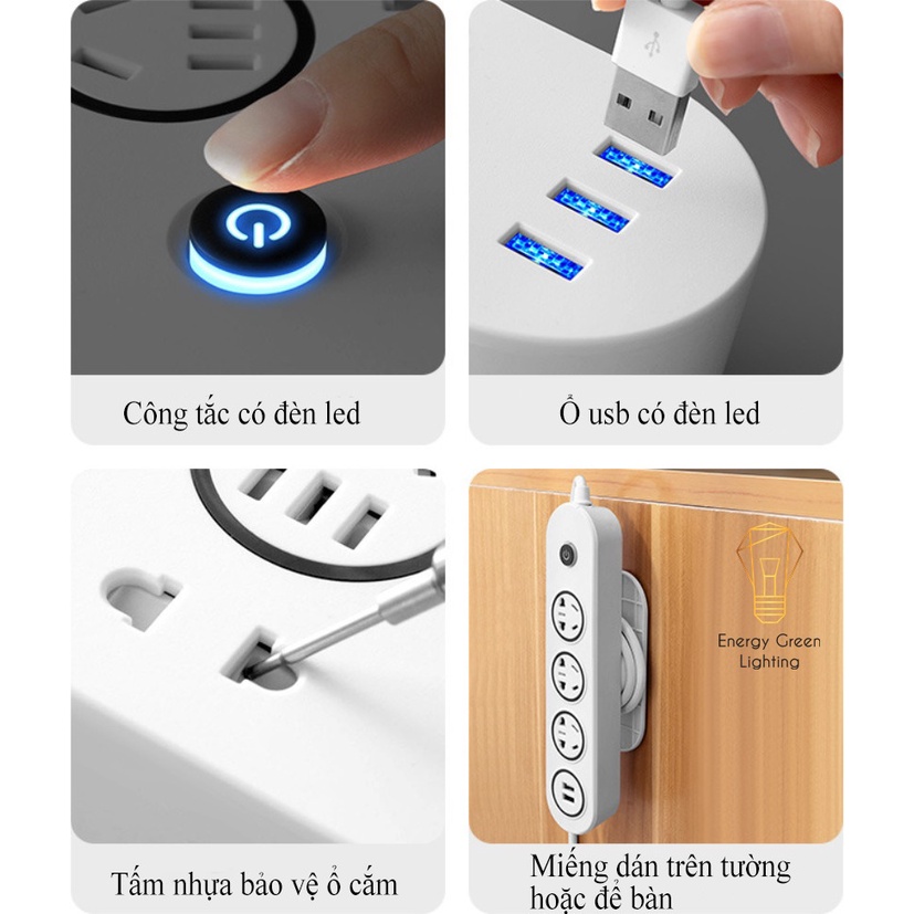 Ảnh Ổ Cắm Điện Đa Năng Thông Minh Energy Green Lighting OD-3398 - Chuẩn Sạc An Toàn Chống Giật - BH 1 Năm 4