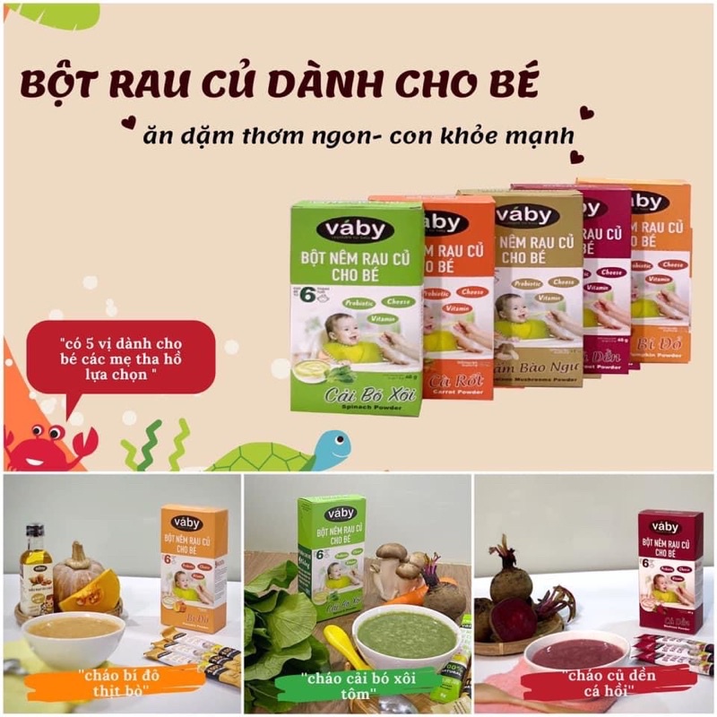Bột nêm rau củ Vaby cho bé từ 6 tháng tuổi trở lên. | Shopee Việt Nam