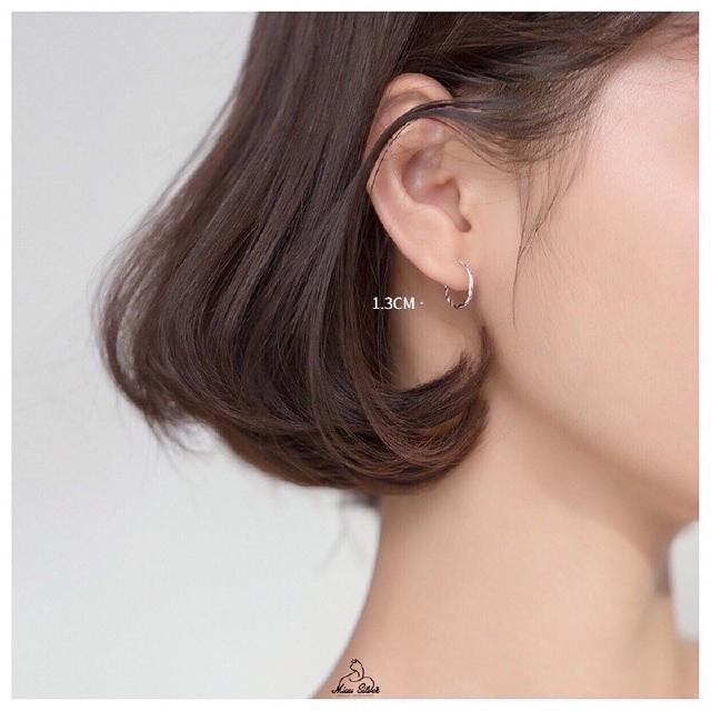 Bông tai xoắn xoắn xinh xinh bạc ta nguyên chất- bạc LOPA