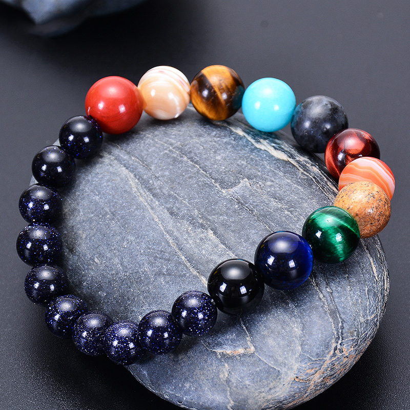Vòng Tay Chuỗi Hạt Đá Chakra Thiên Nhiên Hệ Mặt Trời Galaxy Thời Trang Cho Nam Và Nữ