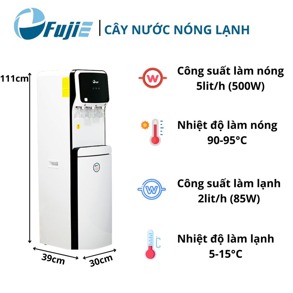 Máy Lọc Nước Nóng Lạnh Cao Cấp Fujie WPD5300C, màng lọc RO loại bỏ cặn bẩn, vi khuẩn, làm lạnh nhanh bằng block