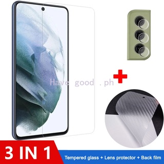 Kính Cường Lực 3 Trong 1 Bảo Vệ Màn Hình Cho Samsung Galaxy S21 S20 FE Plus 5G S10 Note 10 Lite A71 A51 A50 A42 A30 A03S