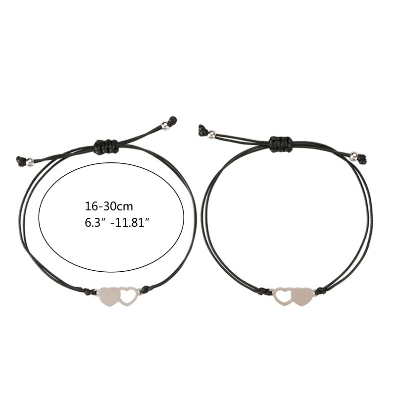 Set 2 / 3 / 4 Vòng Tay Tình Bạn Với Thẻ Điều Chỉnh Được Hình Trái Tim Màu Hồng Dễ Thương Cho Bạn Nữ / Cặp Đôi
