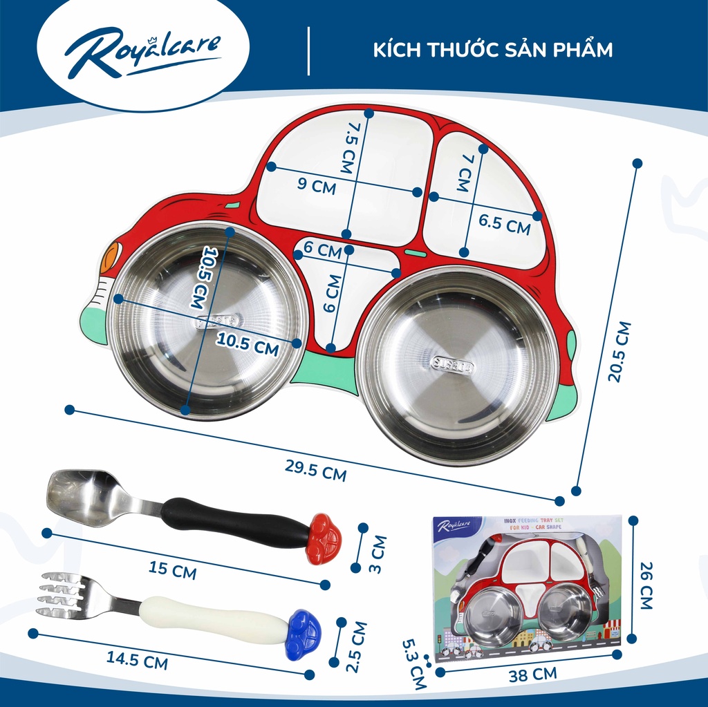 Mô tả Khay ăn dặm cho bé bằng Inox cao cấp Royalcare phù hợp ăn BLW, ăn dặm kiểu Nhật và truyền thống - 7