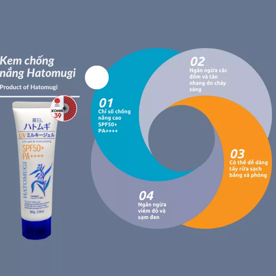 Ảnh Kem chống nắng Reihaku Hatomugi SPF50+ PA++++ 80g dưỡng ẩm và làm sáng da chiết xuất ý dĩ - Bahachiha 2
