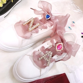 Phụ Kiện Kim Loại Hình Chữ Cái Đính Đá Kim Cương Trang Trí Dây Giày