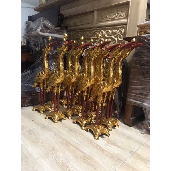 Hạc thờ 81/61[Hàng chính hãng].[đủ kích thước ]gỗ mít, Sơn son thếp vàng