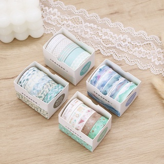 Set 5 Cuộn Băng Keo Giấy Washi Họa Tiết Hình Học Cổ Điển Trang Trí Sổ Tay