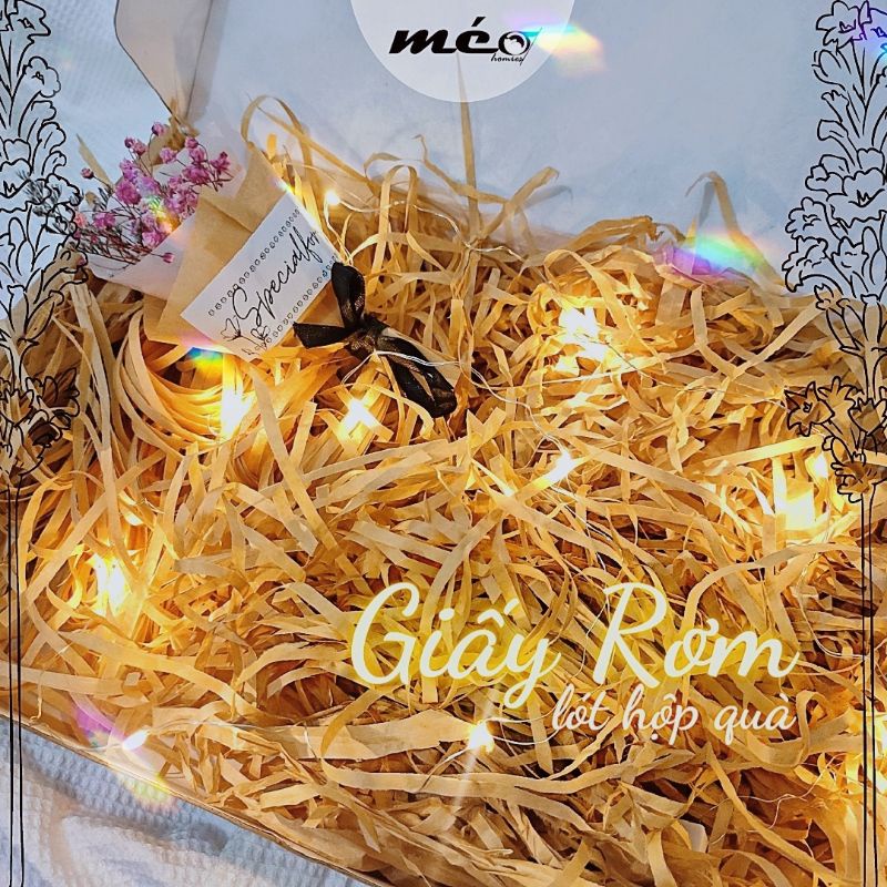 Giấy RƠM VINTAGE lót quà tặng cắt sợi từ giấy Kraft mịn dai màu nâu ...