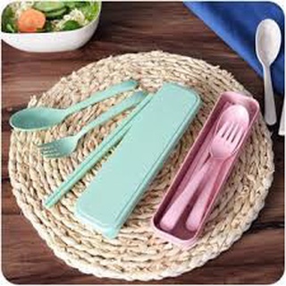 SET 2 Bộ thìa dĩa đũa 3 chi tiết bằng lúa mạch 1601