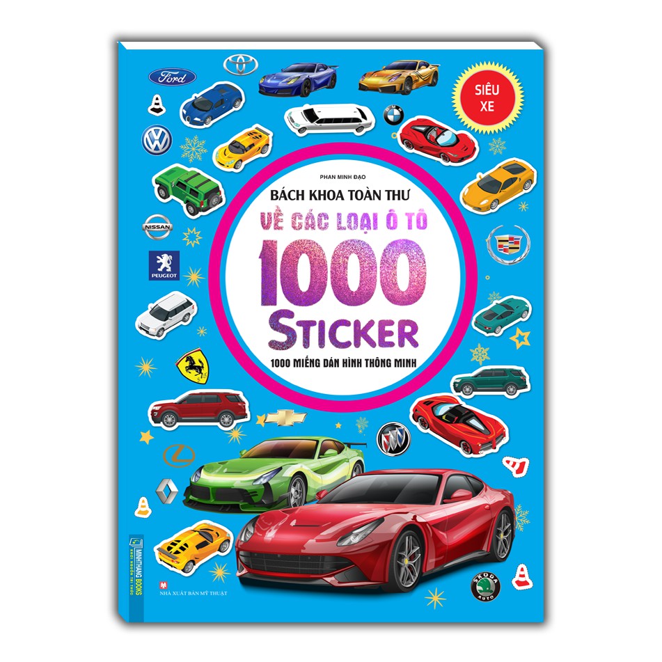 Ảnh Sách - Bách khoa toàn thư về các loại ô tô - 1000 miếng dán hình thông minh - Siêu xe(tặng 8 trang sticker) 1