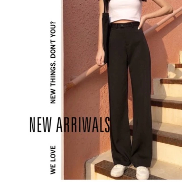 Quần Tây Nữ Ống Suông Lưng Cao Culottes Chất Dày (dài 100cm) - Tôn Dáng, Sang Chảnh, Quần Tây Nữ Ống Suông Vải Cát Nhật