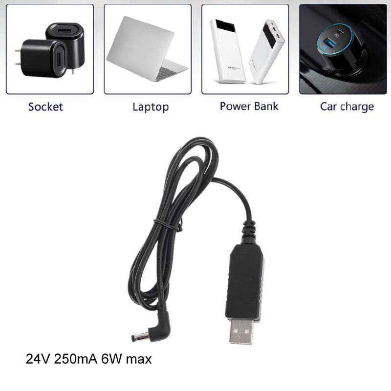 NAMA USB 5V sang 24V 5 5x2 1mm Tăng cường Bộ chuyển đổi Cáp cấp nguồn