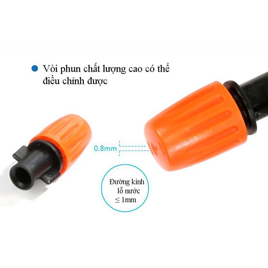 50 bộ béc tưới phun sương làm mát, tưới vườn 1 hướng cam kèm tê nối ống 6mm (tùy chọn van chống rỉ)