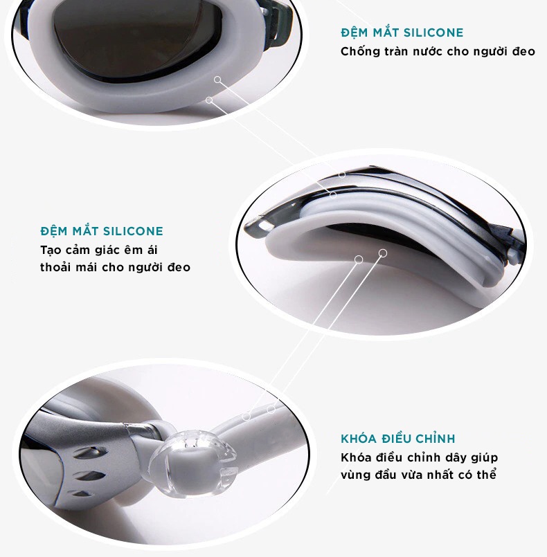 Mô tả Kính Bơi Tặng Kèm BỊt Tai Bịt Mũi Kính Bơi Chuyên Nghiệp Chống Sương Chống UV Dây Đeo Êm Ái Cleacco DL603 Boro Sport - 8