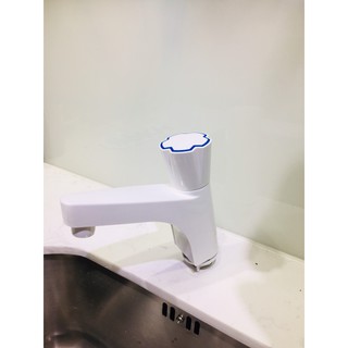Vòi lavabo tay vặn WATERTEC màu trắng WT0063 nhựa ABS/PP/POM Malaysia chống oxy hóa