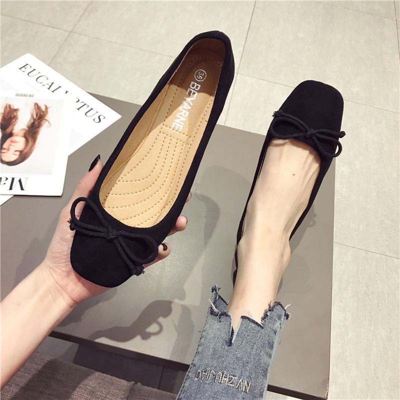 Size Lớn (31-45) Tất Cả Trận Đấu Giày Nữ Size Lớn Thoải Mái Nơ Da Lộn Dép Nơ Giày Thuyền Bằng Muỗng 45 Size Lớn 45 44 43 Công Nhân Văn Phòng Chị Em