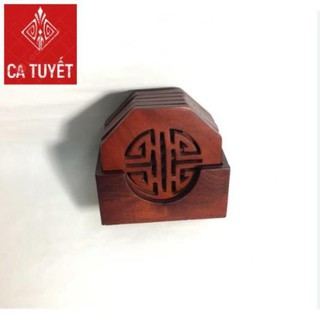 (COMBO) BỘ LÓT LÝ 6 CHIẾC GỖ HƯƠNG ĐỤC KHẮC CHỮ PHÚC - MẪU CÁNH BÁT GIÁC (ẢNH THẬT 100%)