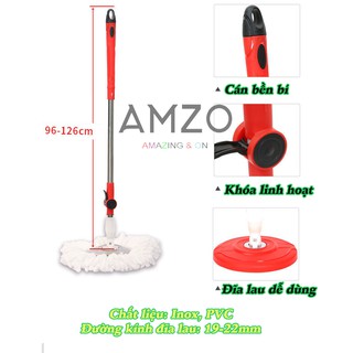 AMZO_[SALE] COMBO 2 CÂY LAU NHÀ 360 ĐỘ CAO CẤP THÂN INOX LỚN MÂM NHỰA (ĐÃ KÈM BÔNG LAU )