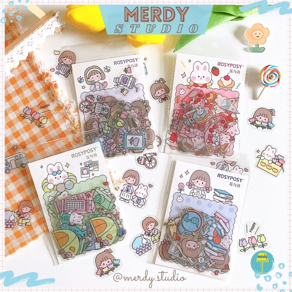 Túi 40 sticker cute dán trang trí hoạt hình vui nhộn | Shopee Việt Nam
