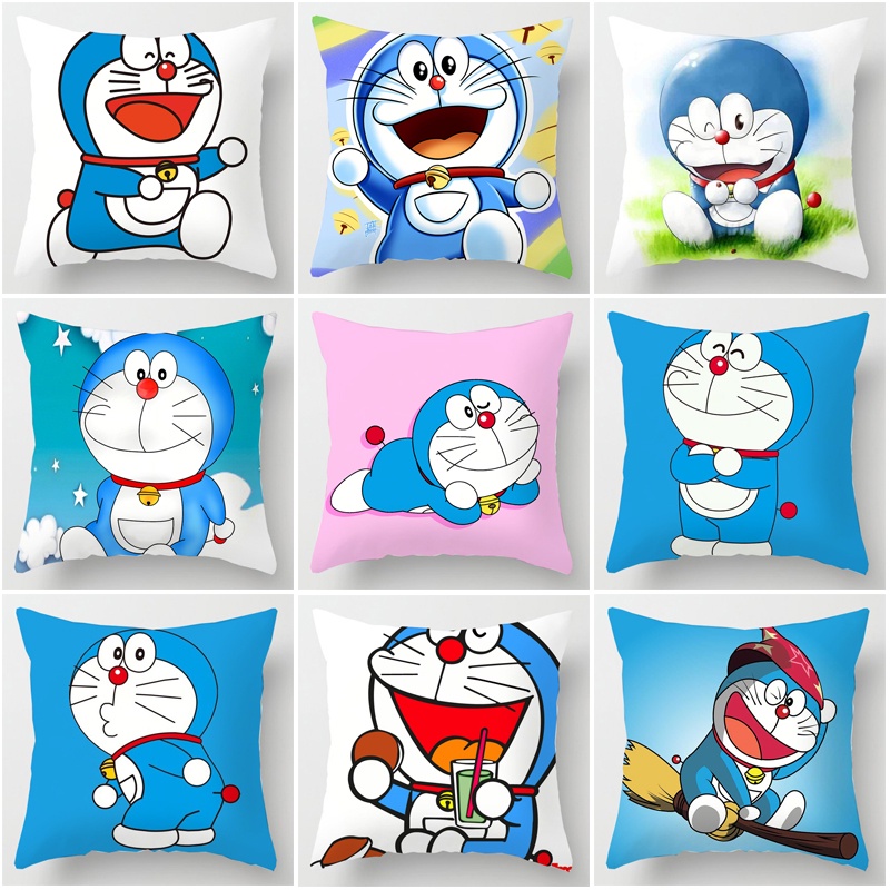 Vỏ gối in hình Doraemon đáng yêu kích thước 45x45cm