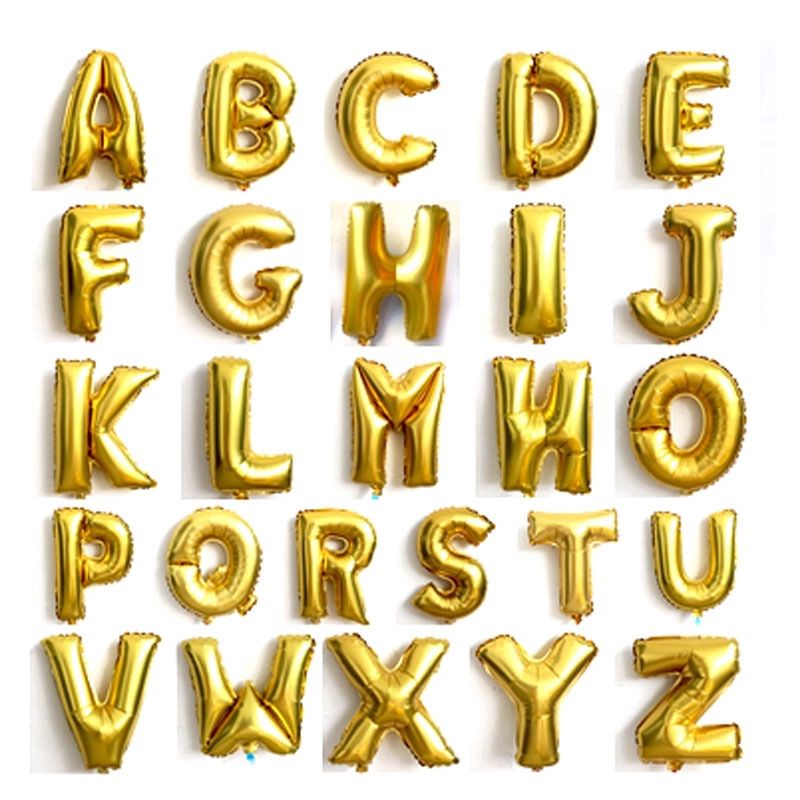 Bóng chữ cái màu vàng gold size 40cm trang trí sinh nhật, sự kiện - K121
