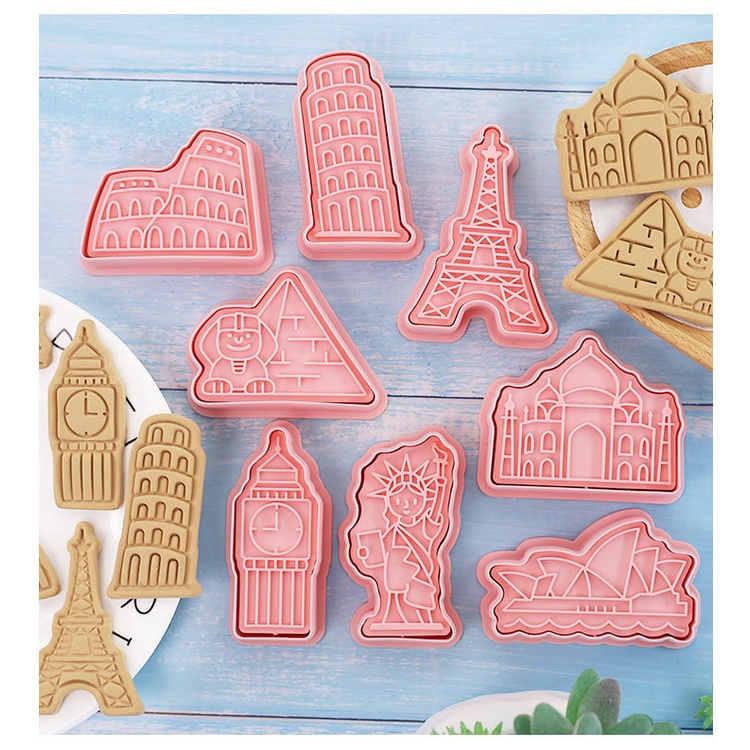 Set 8 Khuôn Cắt Bánh Quy Tạo Hình Tòa Tháp 3D