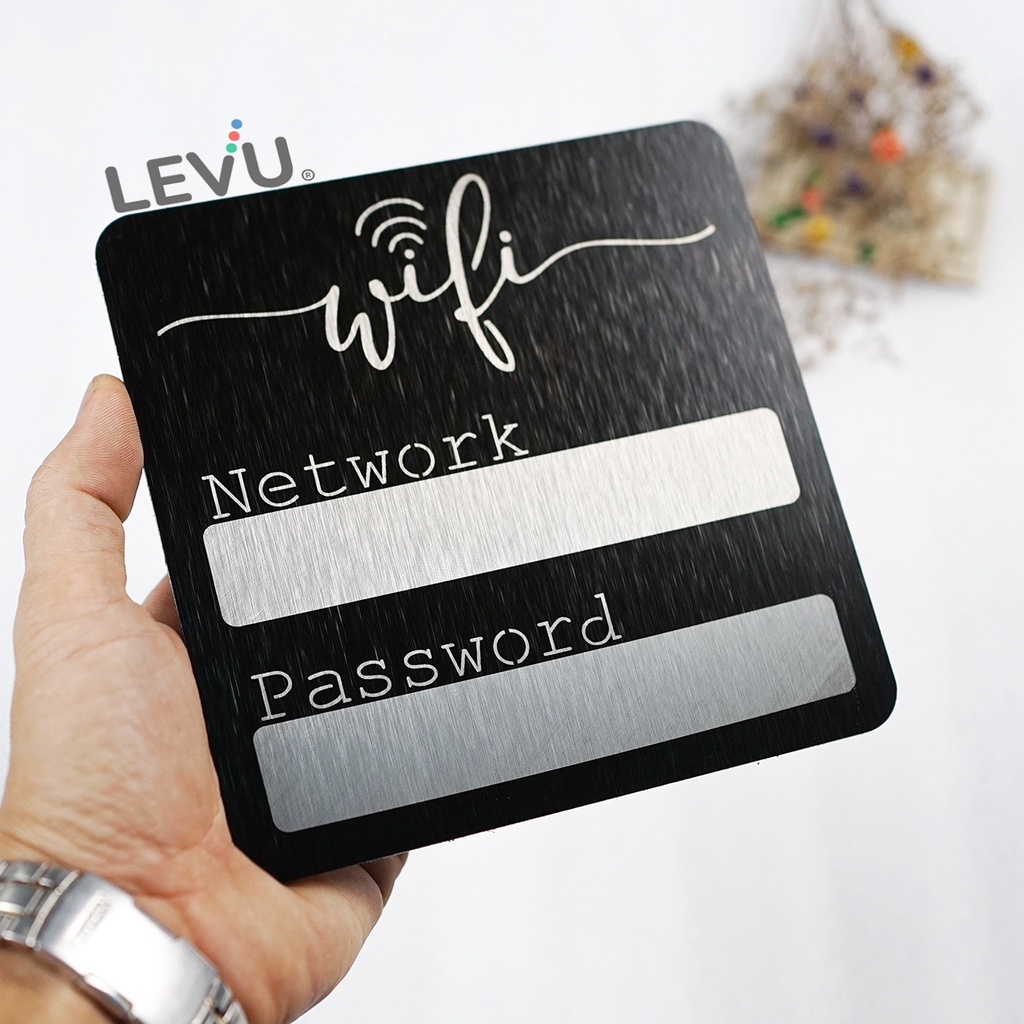 Bảng ghi password wifi bằng nhôm alu đen xước decor cao cấp