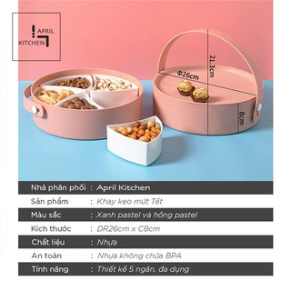 Hộp mứt Tết khay đựng bánh kẹo mứt hộp quà Tết 5 ngăn tiện dụng ngày Xuân KBK03