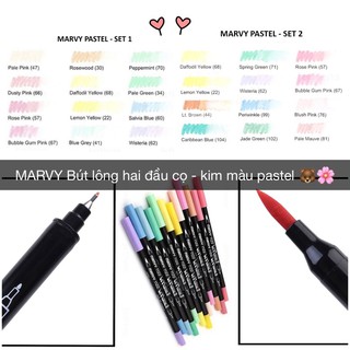 Bộ bút lông hai đầu MARVY - 6/12 màu PASTEL ngọt ngào xinh xắn 🌻 (còn có tông màu khác)