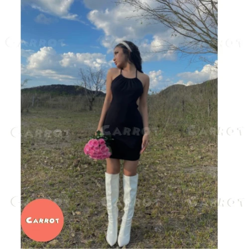 Đầm body sexy 2 dây hở lưng váy ôm đen cut-out thun sang chảnh đi dạo phố carrotxinhdep (44)