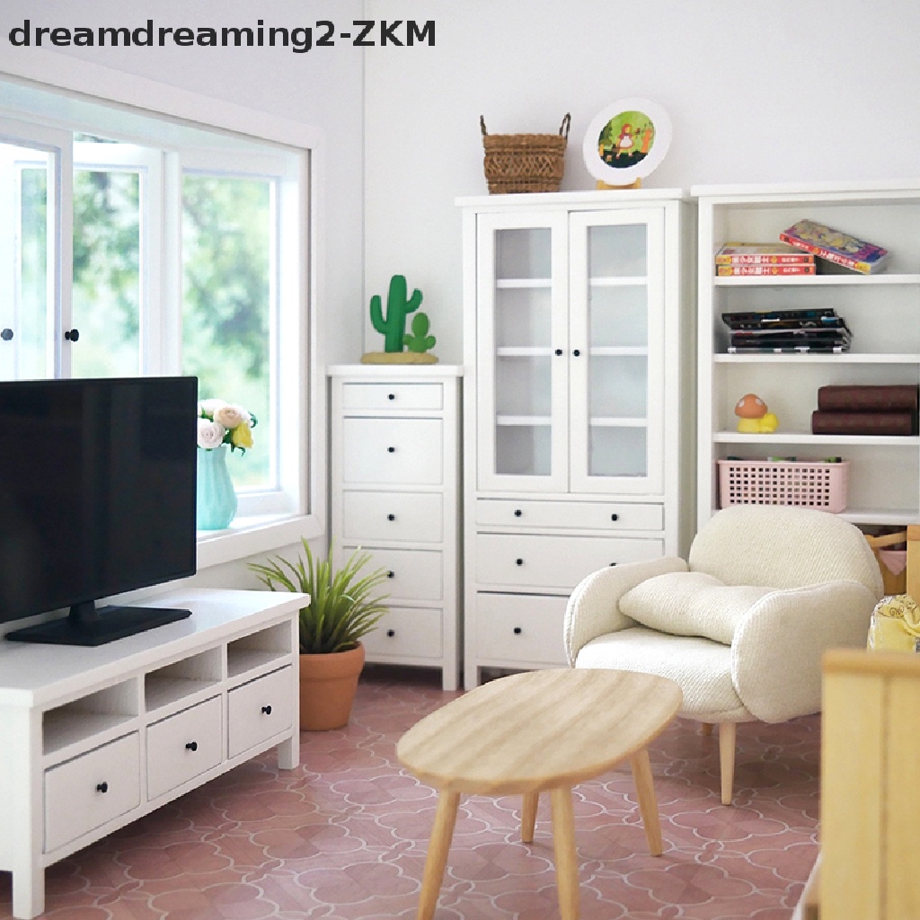 [Dreaming] Mô Hình Tủ Sách / Tủ Tivi / Tủ Kính / Tủ Nội Thất Trang Trí Nhà Búp Bê [zkm]