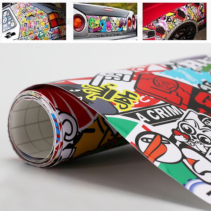 Fol Rock Panda Hoạt Hình Graffiti Xe Miếng Dán Bom Bọc Tấm Decal Dán 20 x 30